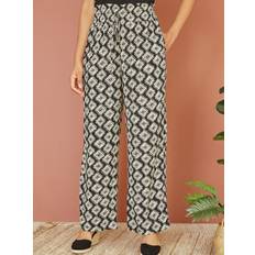 Trousers Yumi Geometric Print Relaxed Fit Trousers, Black