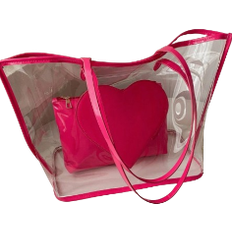 Women Beach Bags Shein 2pcs Heart Shaped Decor Transparent Jelly Beach Bag - Pink