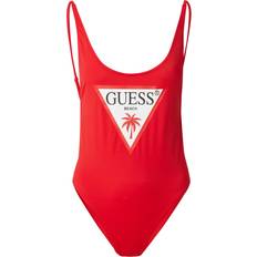 Guess Swimsuits Guess Front Triangle Logo One Piece Red