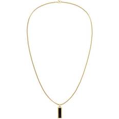 Tommy Hilfiger Logo Pendant Necklace - Gold/Onyx