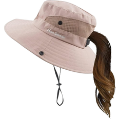 Foldable Ponytail Bucket Cap - Pure Pink