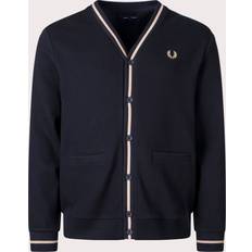 Fred Perry Cardigans Fred Perry Contrast-Tipped Cotton-Piqué Cardigan Black