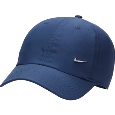 Blue - Men Headgear Nike Dri-FIT Club Unstructured Metal Swoosh Cap - Midnight Navy/Metallic Silver