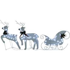 Metal Christmas Lights vidaXL Reindeer & Sleigh White Christmas Lamp 64cm 2pcs