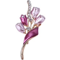 Sweet Flower Pin Brooch - Rose Gold/Purple/Transparent