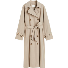 Pleats Outerwear H&M Double-Breasted Trench Coat - Beige