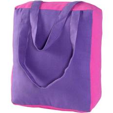 Purple Totes & Shopping Bags Homescapes Cotton Solid Purple & Pink Design Shopping Bag, 27 x 32 x 11 cm