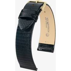 Watch Straps Hirsch Lizard 18mm Long Black Leather 01766050-1-18