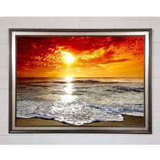 Highland Dunes Seaside Sunset Gunmetal Framed Art 84.1x59.7cm