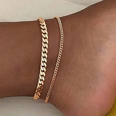 Women Anklets Shein 2pcs/Set Multi-Layer Unique Design Anklets In Beach & Street Style, Suitable For Women's Daily Wear