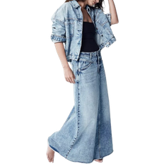 Blue - Women Skirts Free People We The Free Come As You Are Denim Maxi Skirt - Medium Indigo
