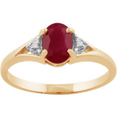 Red Rings Gemondo Classic Oval Ring - Gold/Ruby/Diamonds