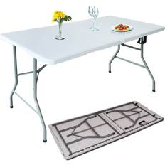 House of Home Heavy Duty Folding Camping Picnic Plastic Table White 5ft