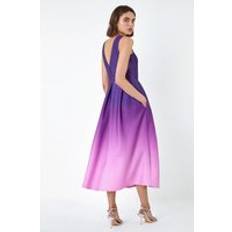 Florals - Purple Dresses Roman Ombre Pleated Luxe Stretch Midi Dress in Purple