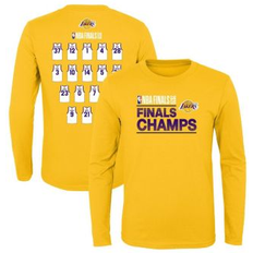 Los Angeles Lakers T-shirts Outerstuff Youth Gold Los Angeles Lakers 2020 NBA Finals Champions Roster Long Sleeve T-Shirt
