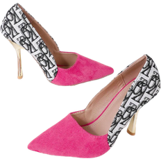 Polyurethane Heels & Pumps Shein Ladies' High Heels, Solid Pink/leopard Print Stiletto Single Shoes