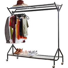 Clothes rail with shelves Direct Online Houseware Super Heavy Duty Black Wardrobe 18.3x59.1cm 2pcs