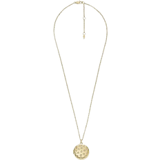 Fossil Locket Chain Necklace - Gold/Pearls/Transparent