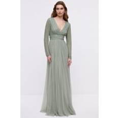 Coast Mixed Bead Long Sleeve Two In One Bridesmaids Dress Sage