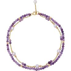 Amethyst Bracelets Pearls of the Orient Clara Amethyst Fine Double Chain Bracelet Purple