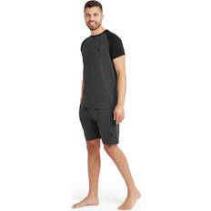 M - Men Sleepwear Men's Snuggaroo Mens Raglan Short Sleeve T-Shirt Shorts Pyjama Set Black/Grey 40/Regular