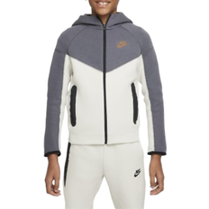 Nike Older Kid's Sportswear Tech Fleece Full-Zip Hoodie - Dark Grey/Light Bone/Black/Light British Tan