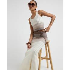 Linen Skirts River Island Womens Beige Knit Stripe Maxi Skirt