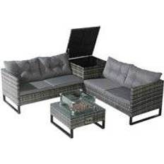 Rattan Outdoor Lounge Sets Garden & Outdoor Furniture Home Treats Firepit Outdoor Lounge Set, 1 Table incl. 2 Sofas