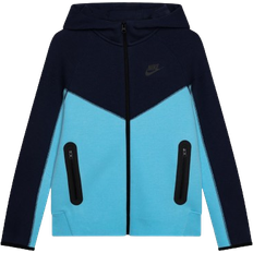 Nike tech fleece hoodie junior Nike Older Kid's Sportswear Tech Fleece Full Zip Hoodie - Midnight Navy/Aquarius Blue/Black/Black (FD3285-410)