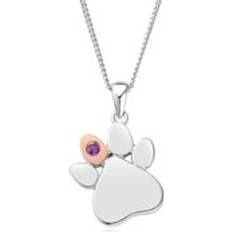 Amethyst Necklaces Clogau Paw Prints On My Heart Sterling Silver February Birthstone Amethyst Necklace