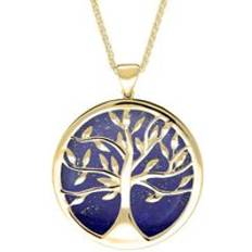 Topaz Jewellery C W Sellors 9ct Gold Lapis Lazuli Round Tree of Life Necklace