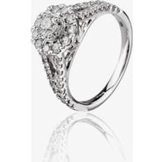 Women Rings Pure Brilliance 18ct White Gold 1.00ct Diamond Halo Ring THR20717-125E Silver