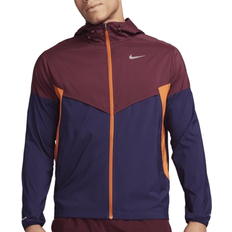 Nike Blue - Men Rain Clothes Nike Men's Windrunner Repel Running Jacket - Night Maroon/Purple Ink/Campfire Orange