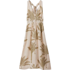 Linen - Women Clothing Reiss Anna Tropical Print Midi Dress - Neutral/Green