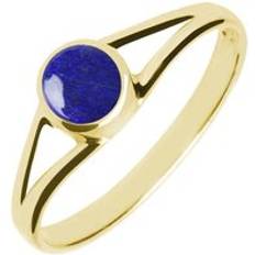 Topaz Jewellery C W Sellors 9ct Gold Lapis Lazuli Round Split Shoulder Ring Gold