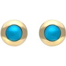 Amethyst Jewellery C W Sellors 9ct Gold Turquoise Framed Round Stud Earrings Gold