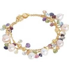 Topaz Bracelets Marco Bicego Paradise 18ct Yellow Gold Pearl and Multicolour Gemstone Two Strand Bracelet