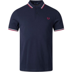 Fred Perry Polo Shirts Fred Perry Twin Tipped Polo Shirt - Navy/Snow White/Burnt Red
