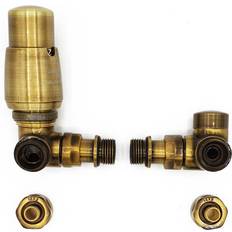 Mixing Valves Left Version with PEX Connectors Antique Brass Thermostatic Lockshield Angled Valve Set Double-Pipe Radiator