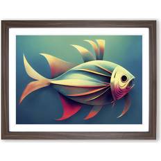 House of Hampton Epic Fish Walnut Framed Art 64x46cm