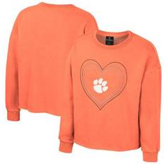 Orange Sweatshirts Children's Clothing Colosseum Girls Youth Orange Clemson Tigers Audrey Washed Fleece Pullover Crewneck Sweatshirt