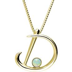 Opal Jewellery C W Sellors Love Letters Initial Necklace - Gold/Opal