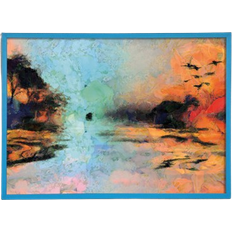 Ivy Bronx Birds at the Sunset Blue Framed Art 84.1x59.7cm