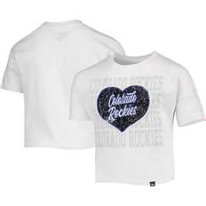 New Era T-shirts New Era Girl's Colorado Rockies Flip Sequin Heart Crop Top - White
