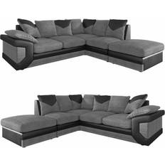 Black Sofas Dino Right Corner Grey/Black Sofa 235cm 2 Seater, 3 Seater