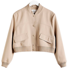 Brown - Women - Wool Coats Outerwear River Island Tailored Crop Bomber Jacket - Brown