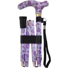 Loops Deluxe Ambidextrous Foldable Walking Cane 5 Height Settings Purple Blossom