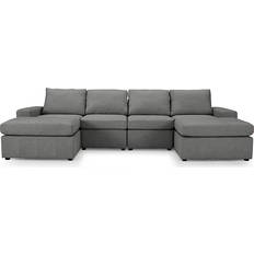 Linen Sofas Home Details Matching Chaise Dark Grey Sofa 298cm 4 Seater