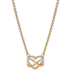 Women Necklaces Pandora Sparkling Infinity Heart Collier Necklace - Gold/Transparent