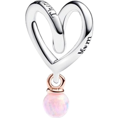 Opal Charms & Pendants Pandora Two Tone Wrapped Heart Charm - Silver/Rose Gold/Pink